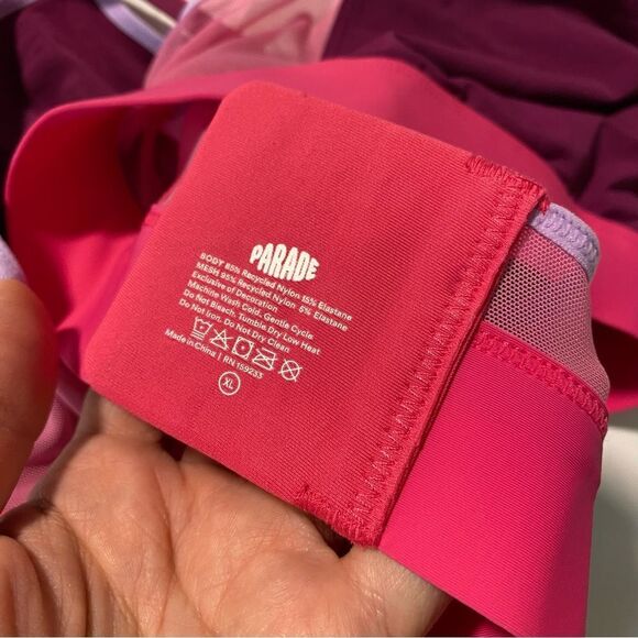 Parade Triangle Longline Silky Seamless Mesh Triangle Bralette purple pink XL - Picture 7 of 9